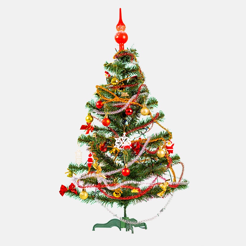 Новогодняя искусственная елка с набором украшений, светодиодной гирляндой и верхушкой