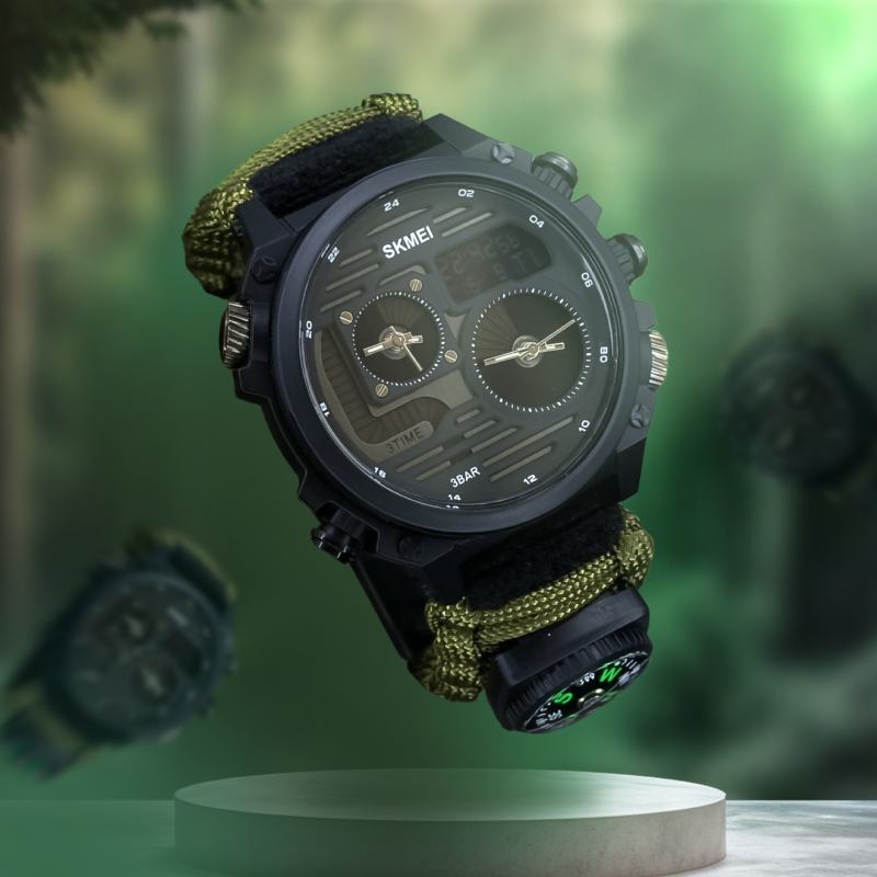 Мужские часы Skmei 2202 PARACORD с термометром и кресалом