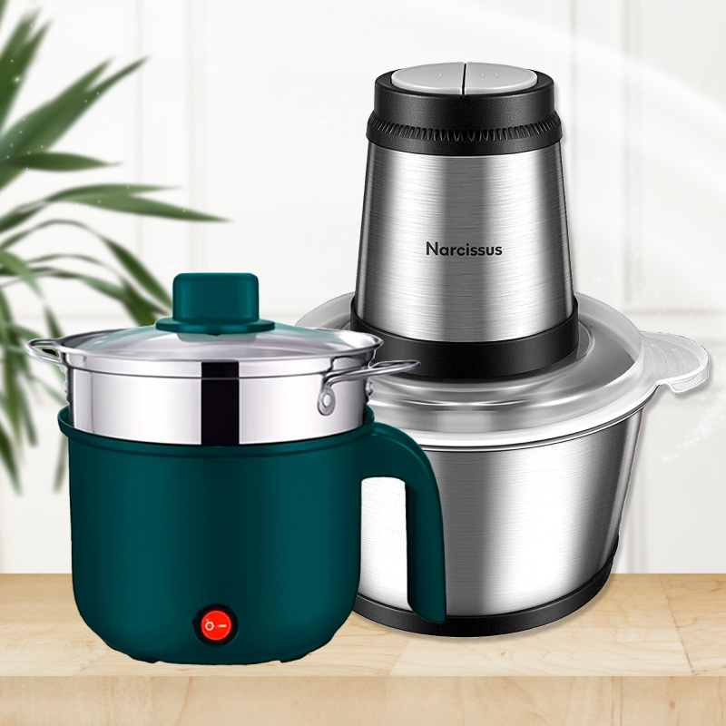 Электрический блендер-измельчитель Молния 2.0 + Многофункциональная мини-варка-пароварка 1.5 л