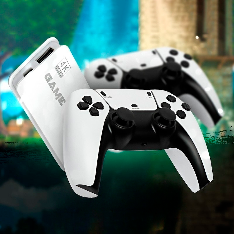 Игровая консоль M15 Plus 64Gb 30000+ игр Pro 4K Game Stick + 2 беспроводные джойстики