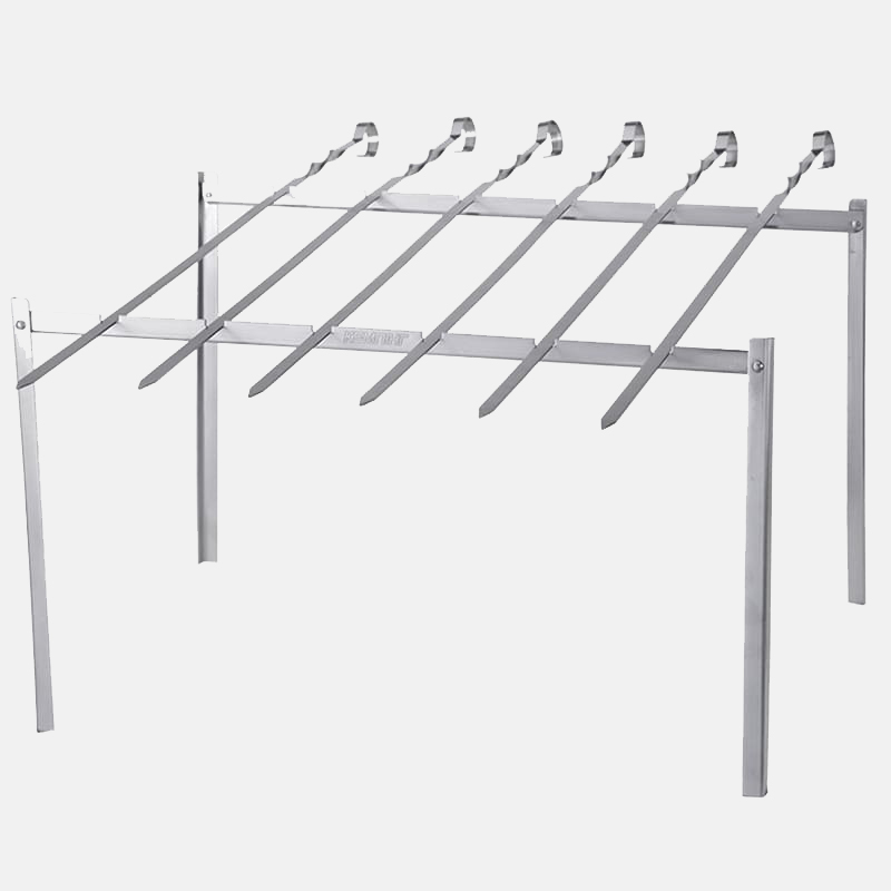 Подставка для шампуров + Набор шампуров 6 шт + Распалка для мангала + Веер для раздувания огня